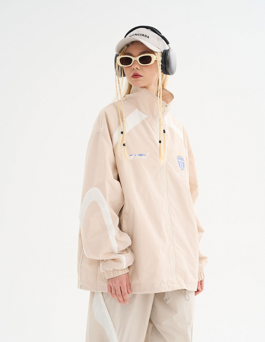 Harsh and Cruel Splicing Loose Crest Logo Jacket