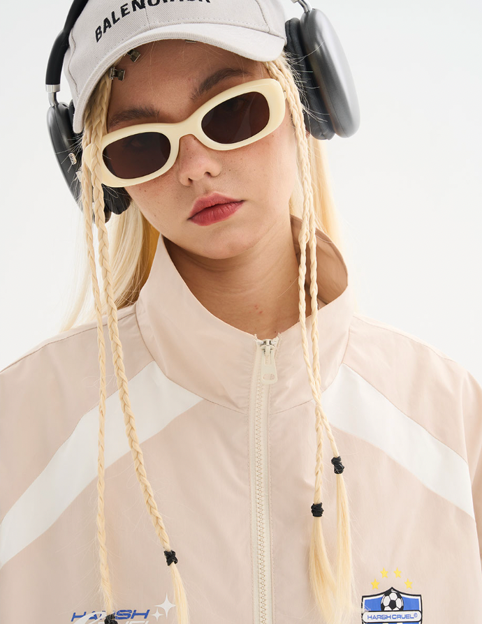 Harsh and Cruel Splicing Loose Crest Logo Jacket