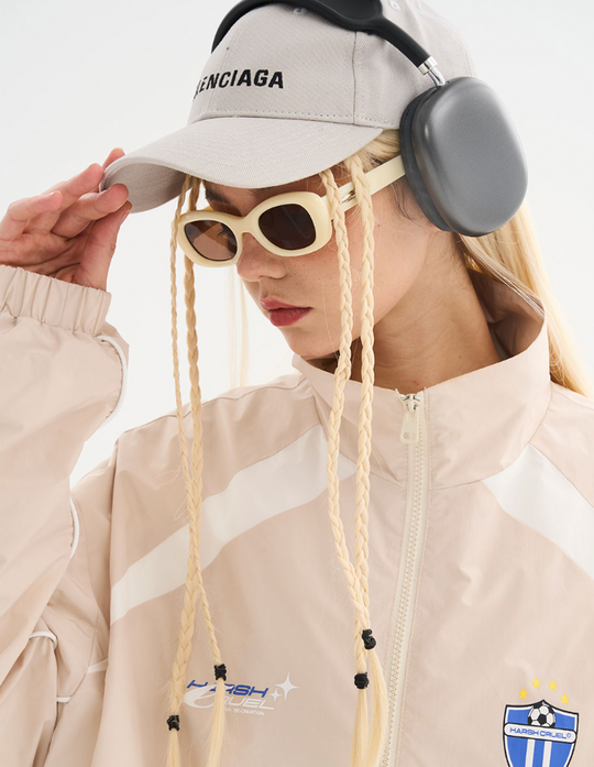 Harsh and Cruel Splicing Loose Crest Logo Jacket