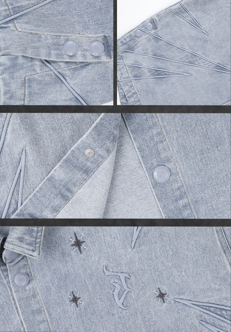 JHYQ Star Embroidered Denim Shirt Jacket