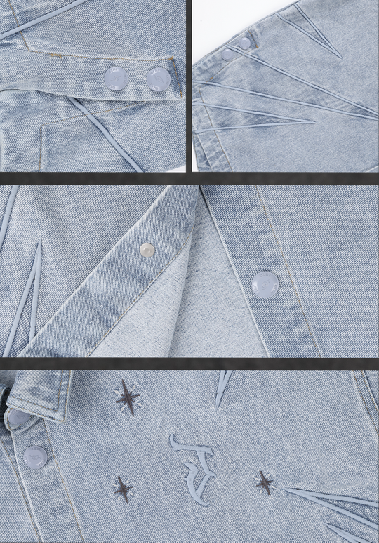 JHYQ Star Embroidered Denim Shirt Jacket