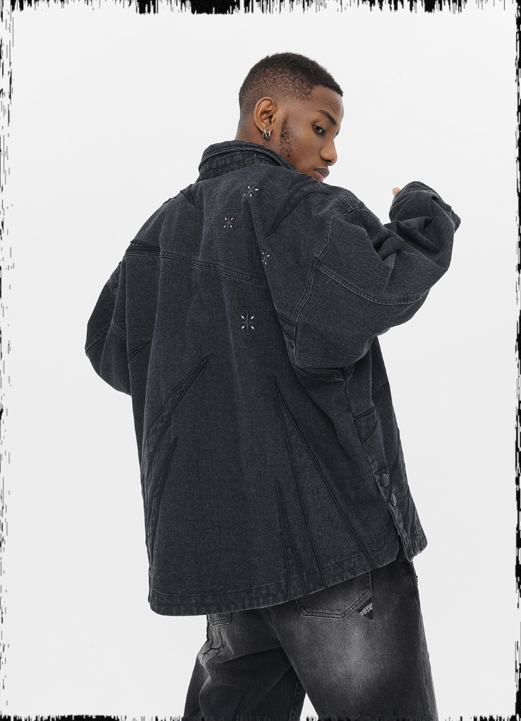 JHYQ Star Embroidered Denim Shirt Jacket