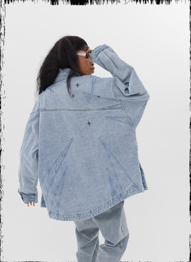 JHYQ Star Embroidered Denim Shirt Jacket