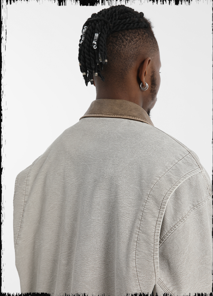 JHYQ Coiled Buckle PU Leather Jacket