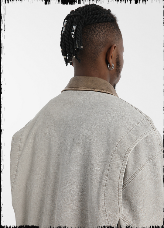 JHYQ Coiled Buckle PU Leather Jacket