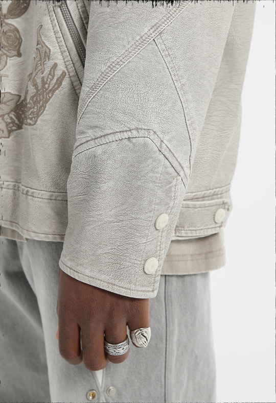 JHYQ Coiled Buckle PU Leather Jacket