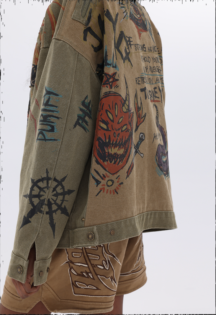 JHYQ Graffiti Printing Denim Jacket