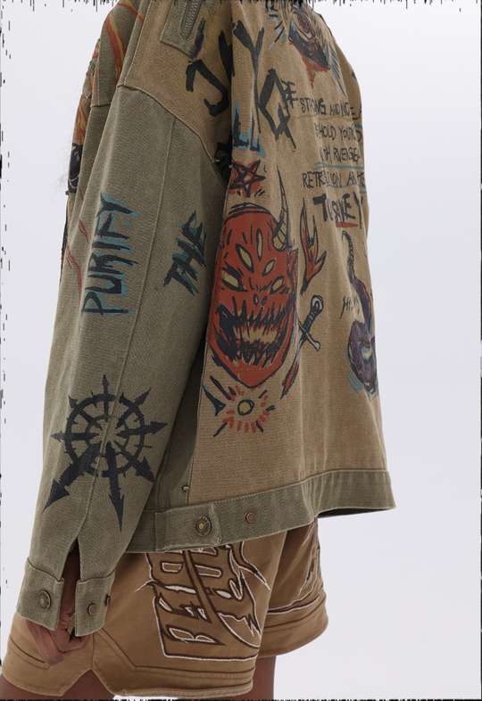 JHYQ Graffiti Printing Denim Jacket