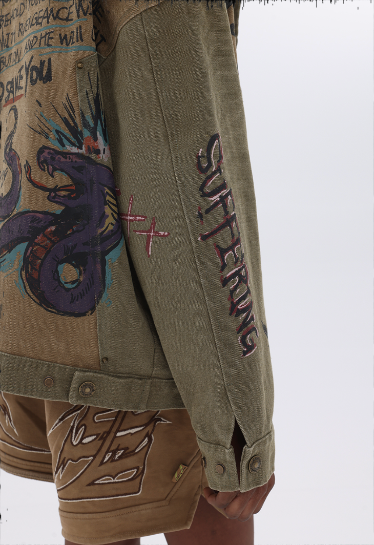 JHYQ Graffiti Printing Denim Jacket