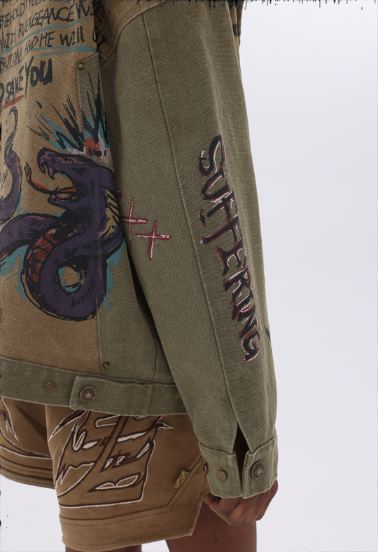JHYQ Graffiti Printing Denim Jacket