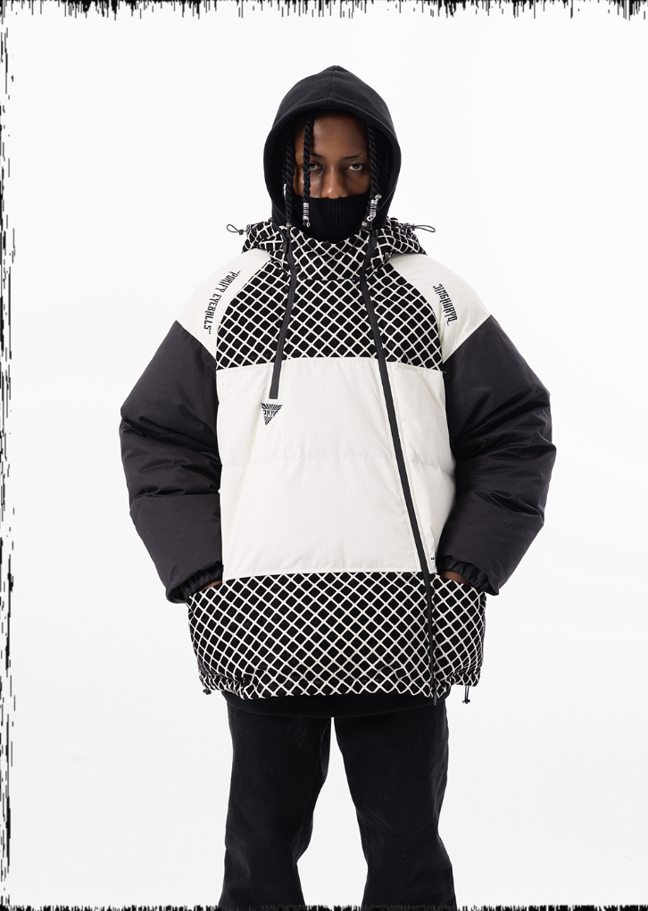 JHYQ Plaid Color Blocking Down Jacket