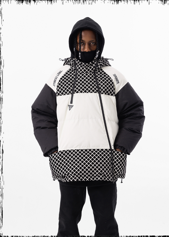JHYQ Plaid Color Blocking Down Jacket