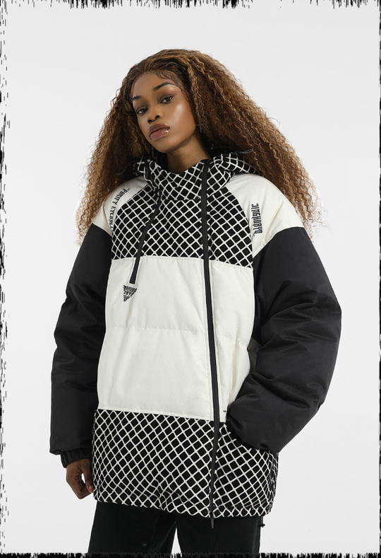 JHYQ Plaid Color Blocking Down Jacket