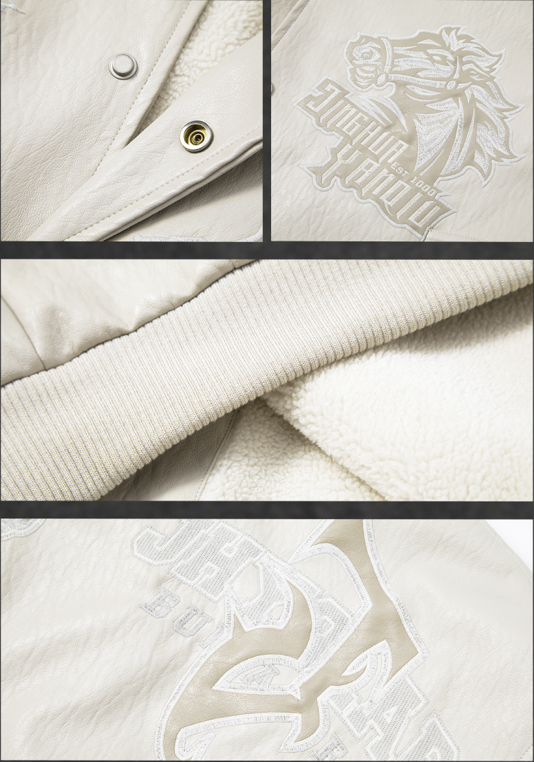 JHYQ Embroidered  PU Leather Baseball Jacket