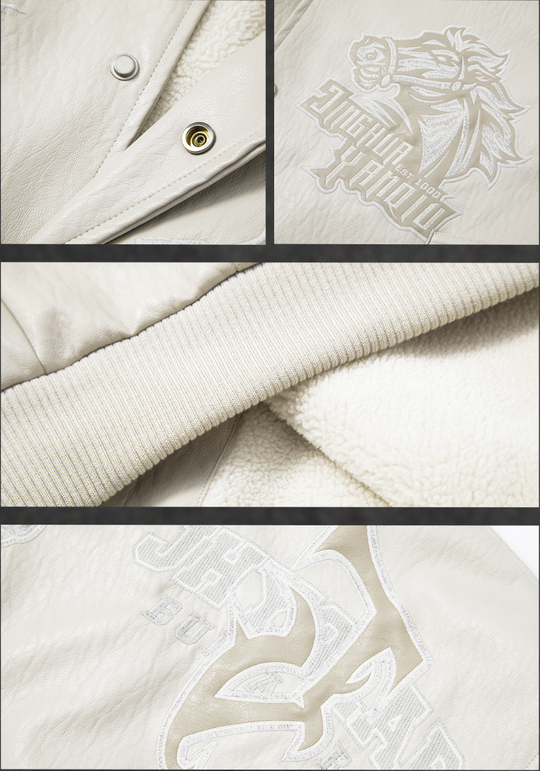 JHYQ Embroidered  PU Leather Baseball Jacket