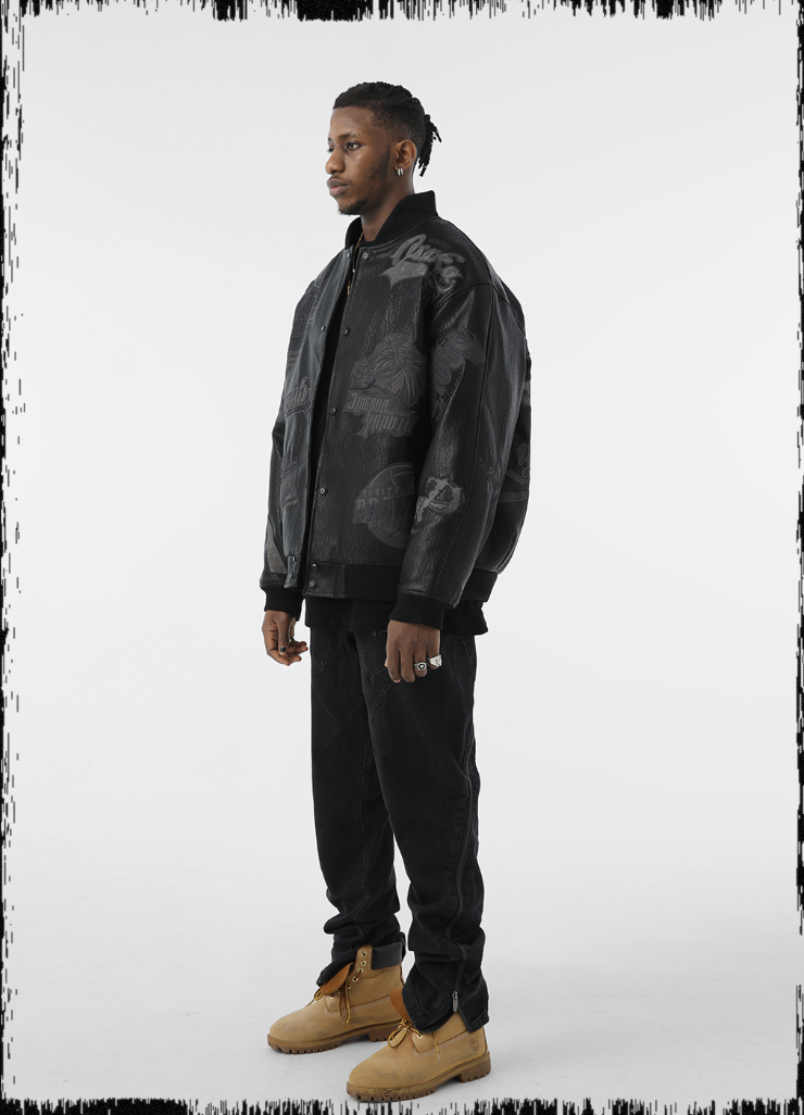 JHYQ Embroidered  PU Leather Baseball Jacket