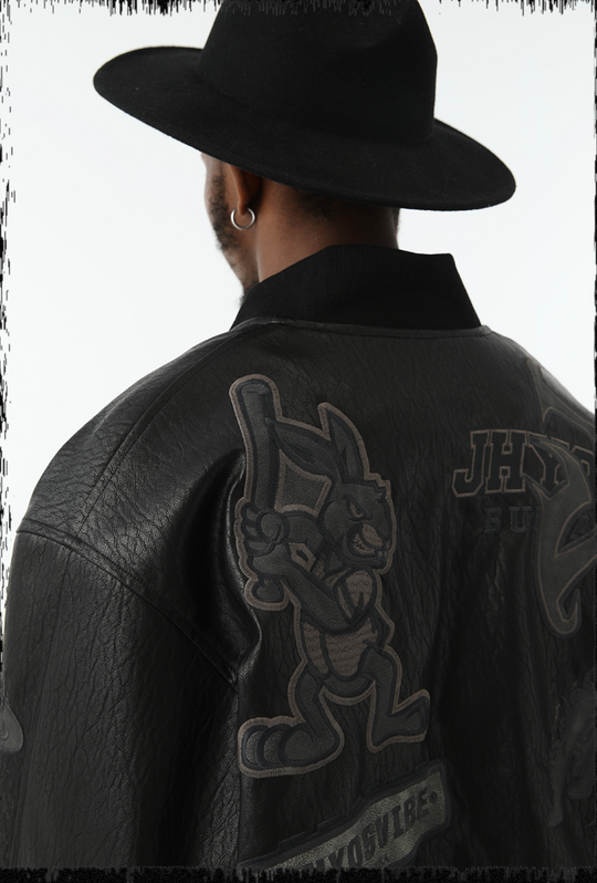 JHYQ Embroidered  PU Leather Baseball Jacket
