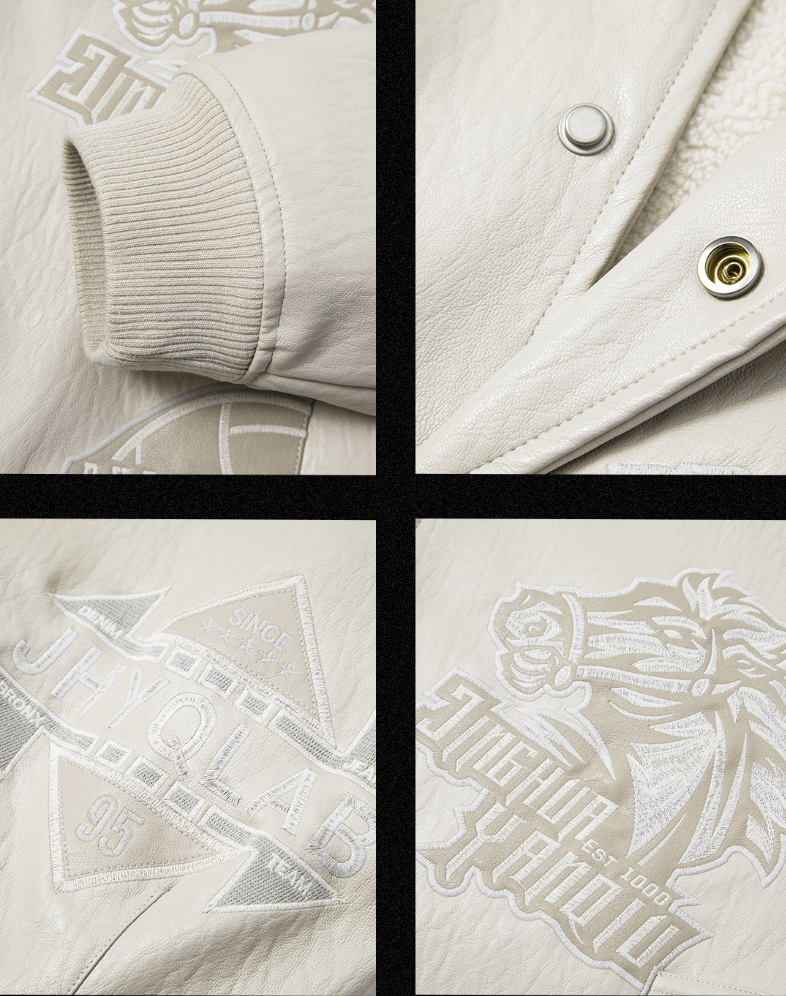 JHYQ Embroidered  PU Leather Baseball Jacket