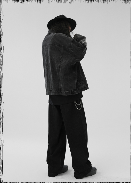 JHYQ Washed Embroidered Print Denim Jacket