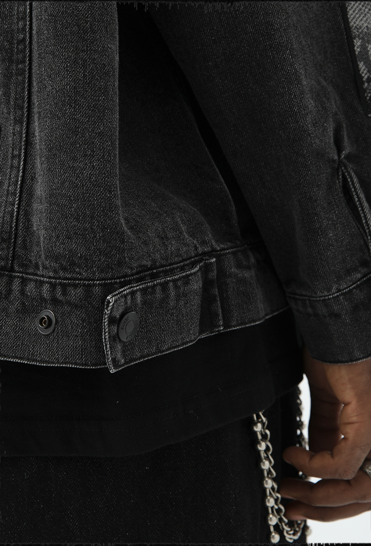 JHYQ Washed Embroidered Print Denim Jacket