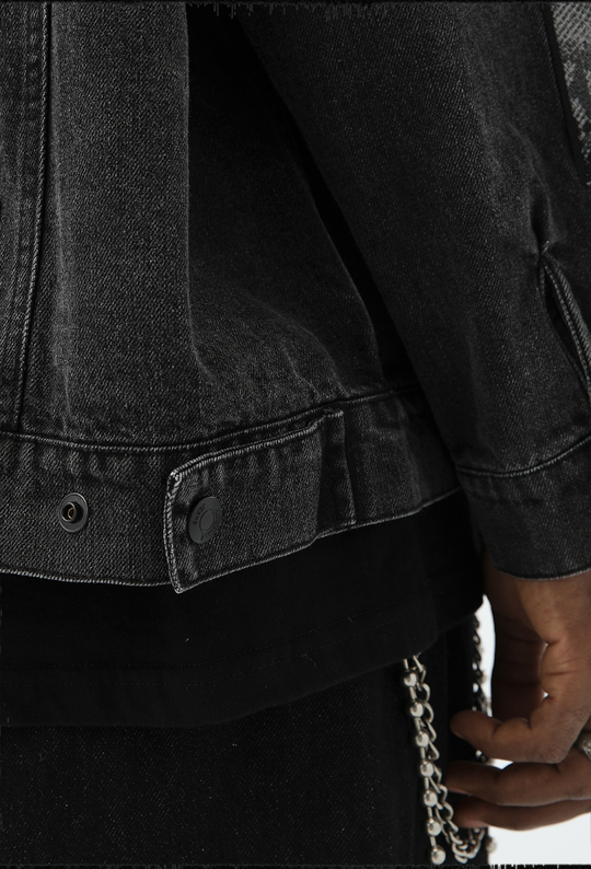 JHYQ Washed Embroidered Print Denim Jacket