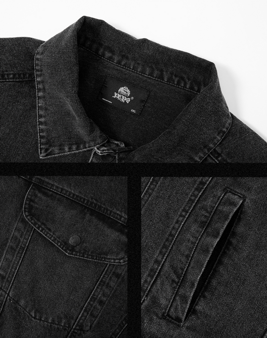 JHYQ Washed Embroidered Print Denim Jacket