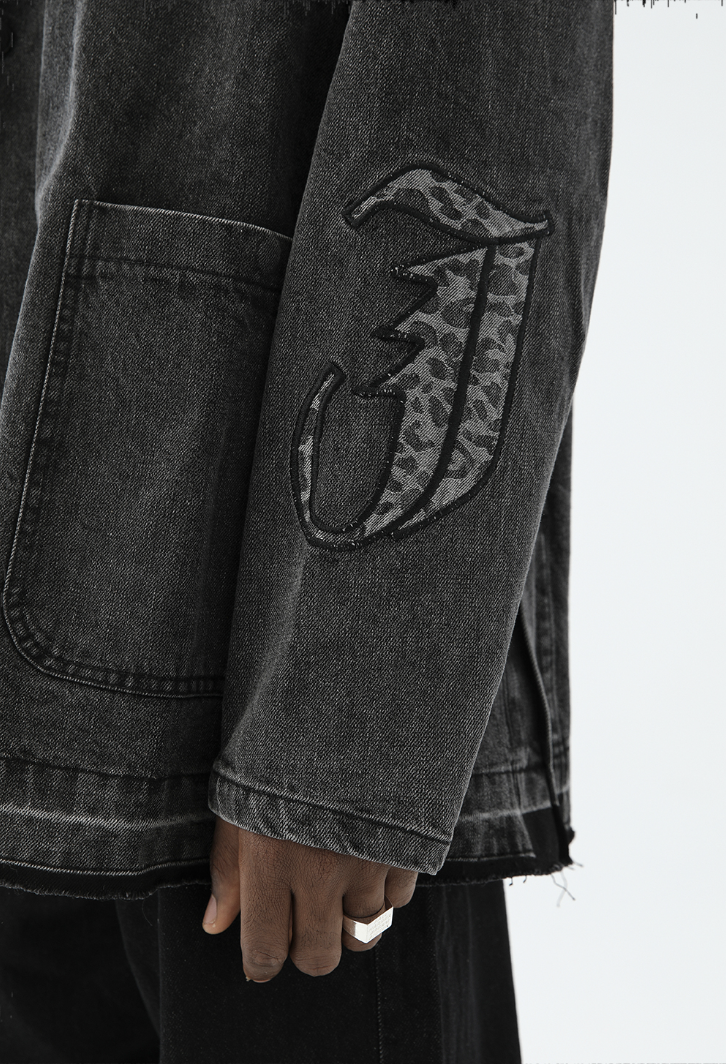 JHYQ Embroidered Denim Blazer