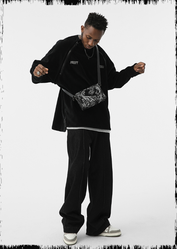 JHYQ Corduroy Embroidered Neck Zipper Jacket