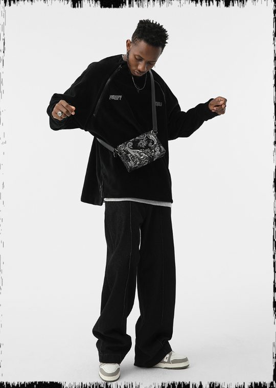 JHYQ Corduroy Embroidered Neck Zipper Jacket