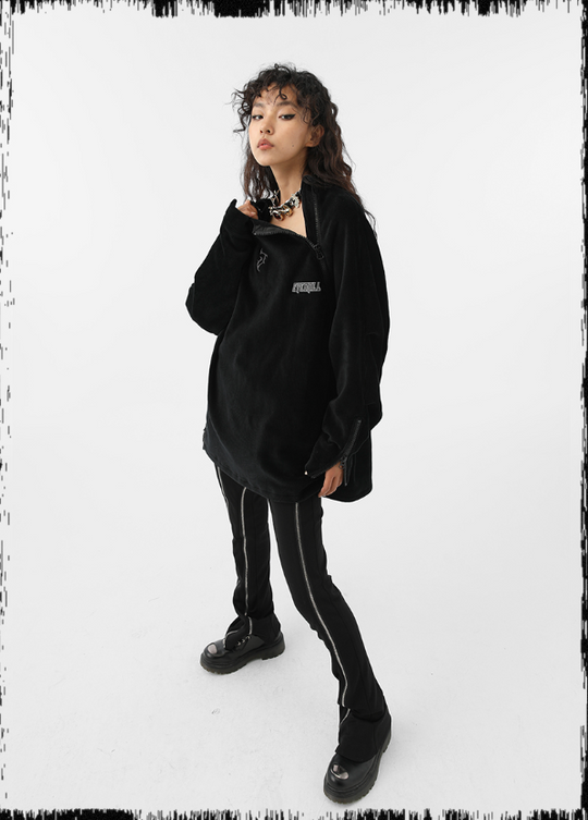 JHYQ Corduroy Embroidered Neck Zipper Jacket