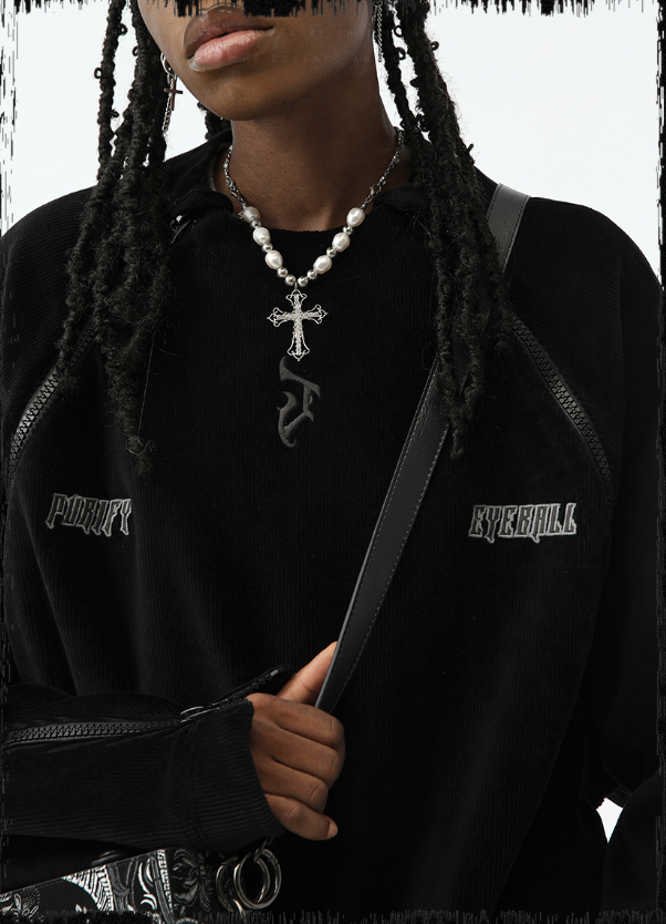 JHYQ Corduroy Embroidered Neck Zipper Jacket