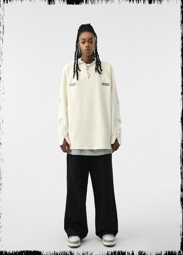 JHYQ Corduroy Embroidered Neck Zipper Jacket