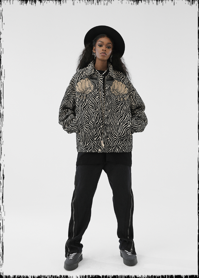 JHYQ Zebra Print Embroidered Short Jacket