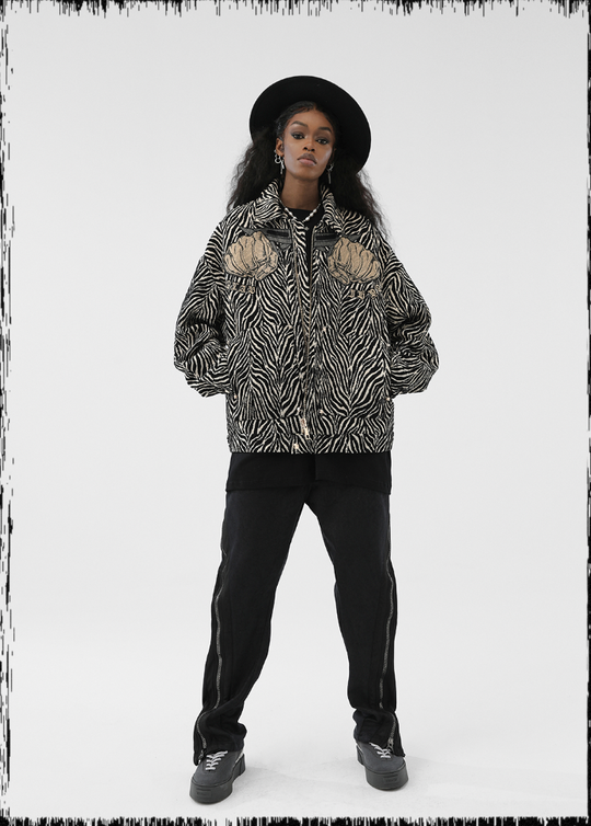 JHYQ Zebra Print Embroidered Short Jacket
