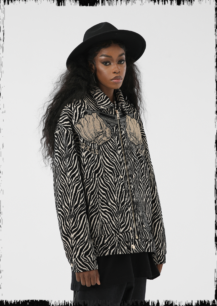 JHYQ Zebra Print Embroidered Short Jacket