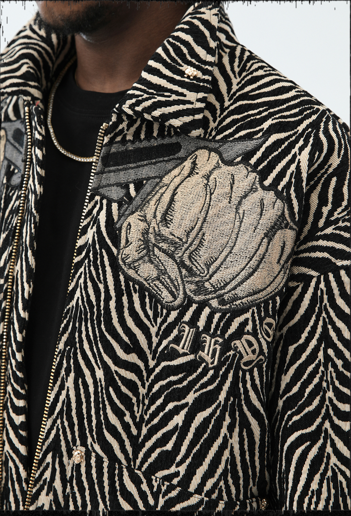 JHYQ Zebra Print Embroidered Short Jacket