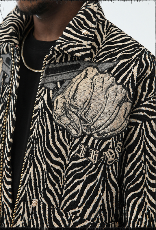 JHYQ Zebra Print Embroidered Short Jacket