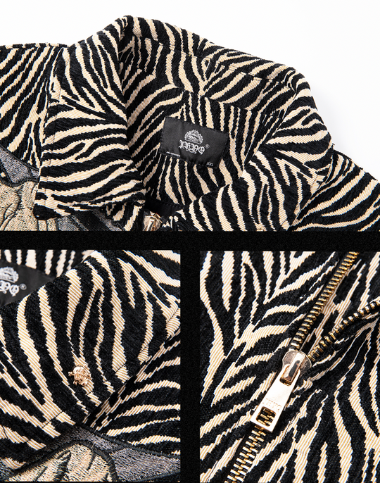 JHYQ Zebra Print Embroidered Short Jacket