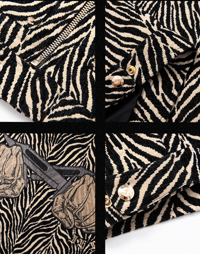 JHYQ Zebra Print Embroidered Short Jacket