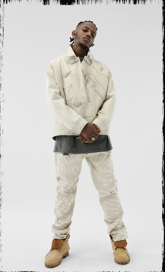 JHYQ Coil Buckle Lapel Embroidered Short Jacket