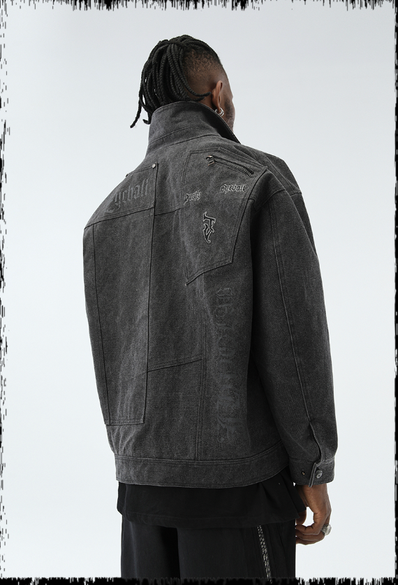 JHYQ Coil Buckle Lapel Embroidered Short Jacket