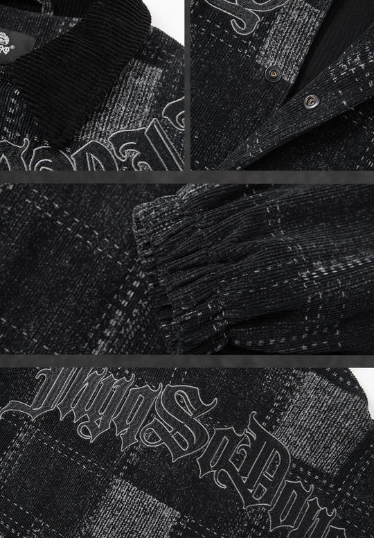 JHYQ Checkered Embroidered Corduroy Jacket
