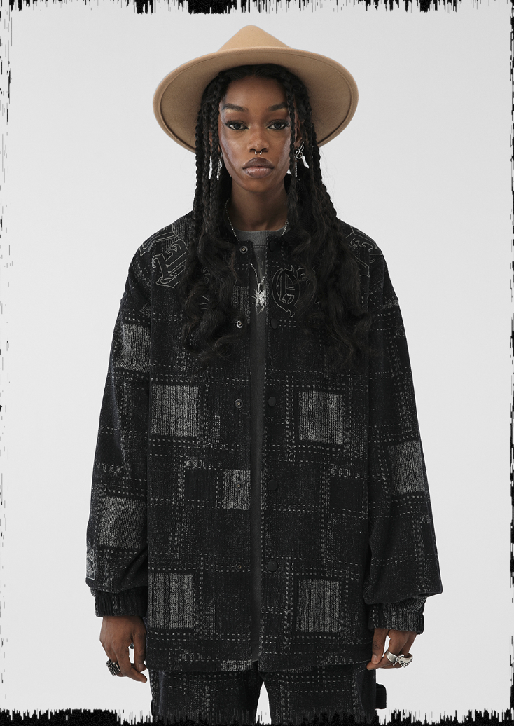 JHYQ Checkered Embroidered Corduroy Jacket