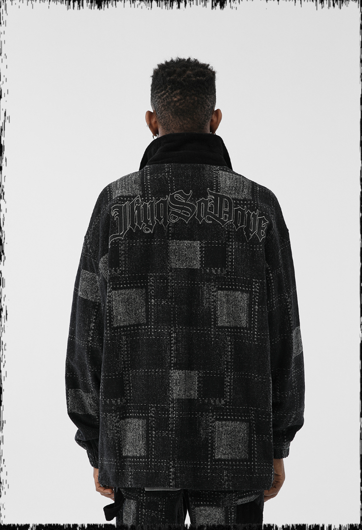 JHYQ Checkered Embroidered Corduroy Jacket