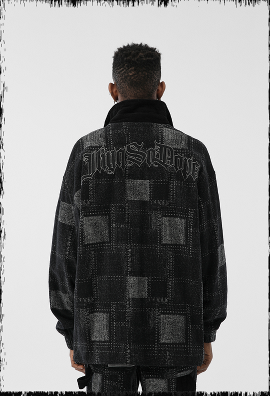 JHYQ Checkered Embroidered Corduroy Jacket