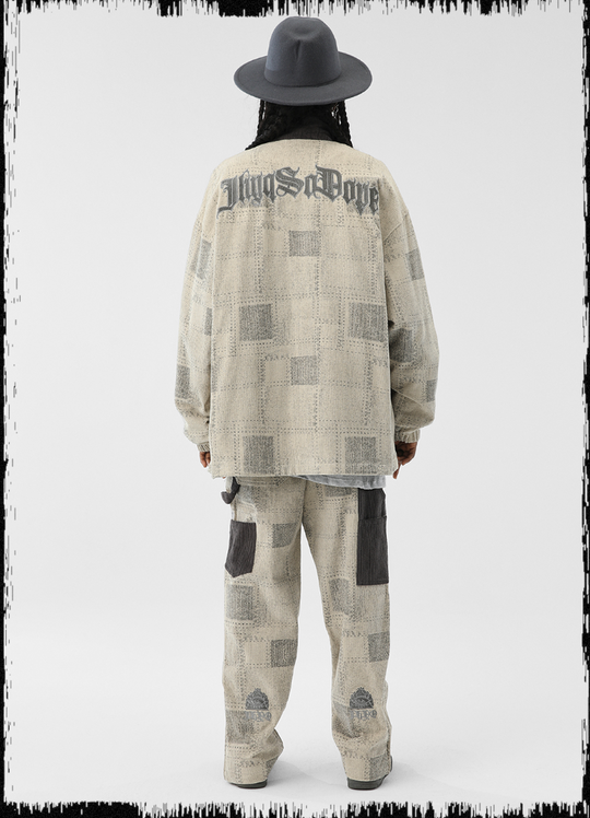 JHYQ Checkered Embroidered Corduroy Jacket