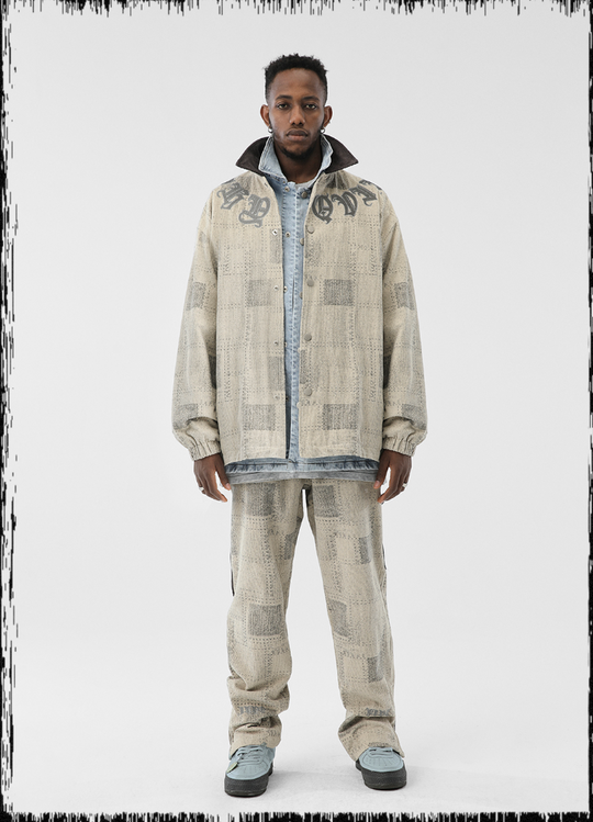 JHYQ Checkered Embroidered Corduroy Jacket