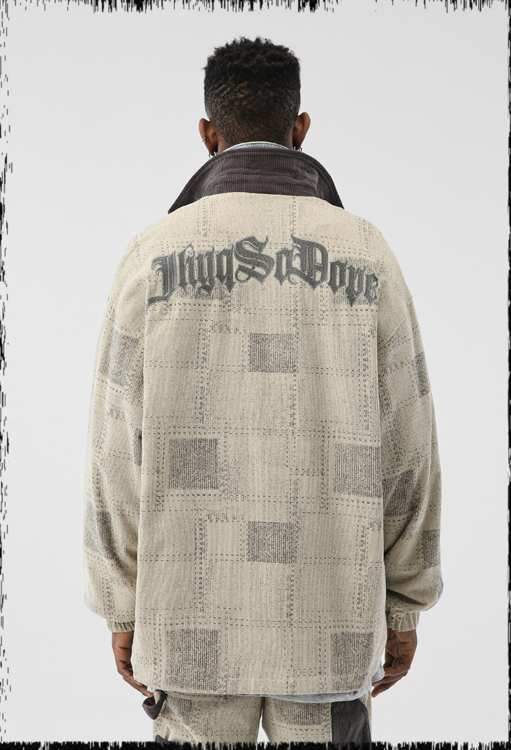 JHYQ Checkered Embroidered Corduroy Jacket