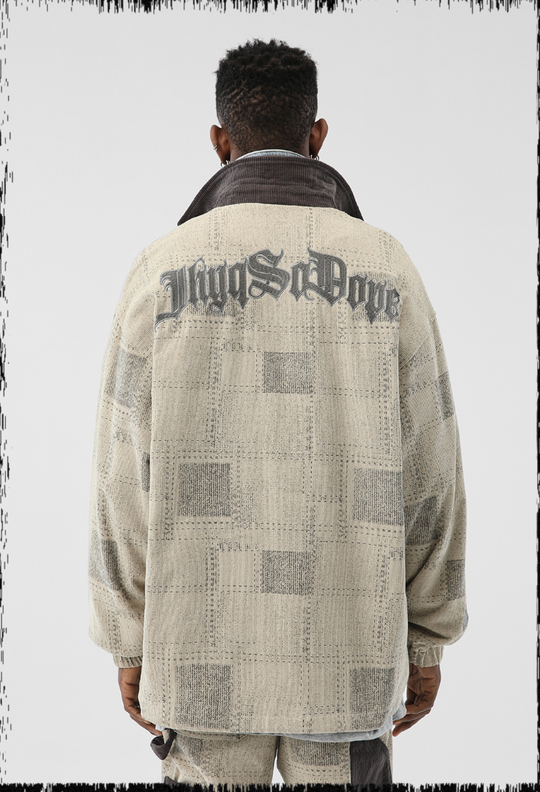 JHYQ Checkered Embroidered Corduroy Jacket