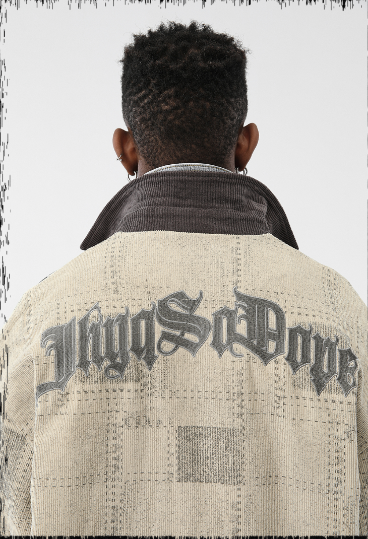 JHYQ Checkered Embroidered Corduroy Jacket